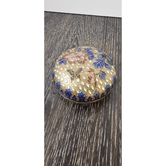 Vintage Round Cloisonne Enamel Trinket Box - Picture 7 of 8